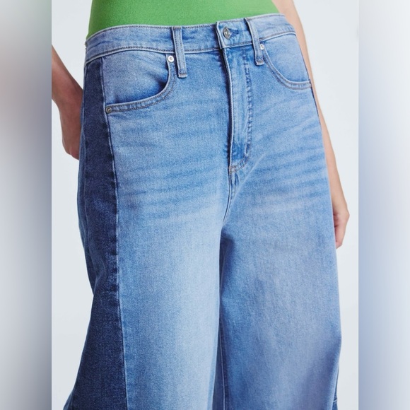 Scoop Women's Two-Tone Baggy Barrel Jeans, Sizes 4 - Picture 4 of 6